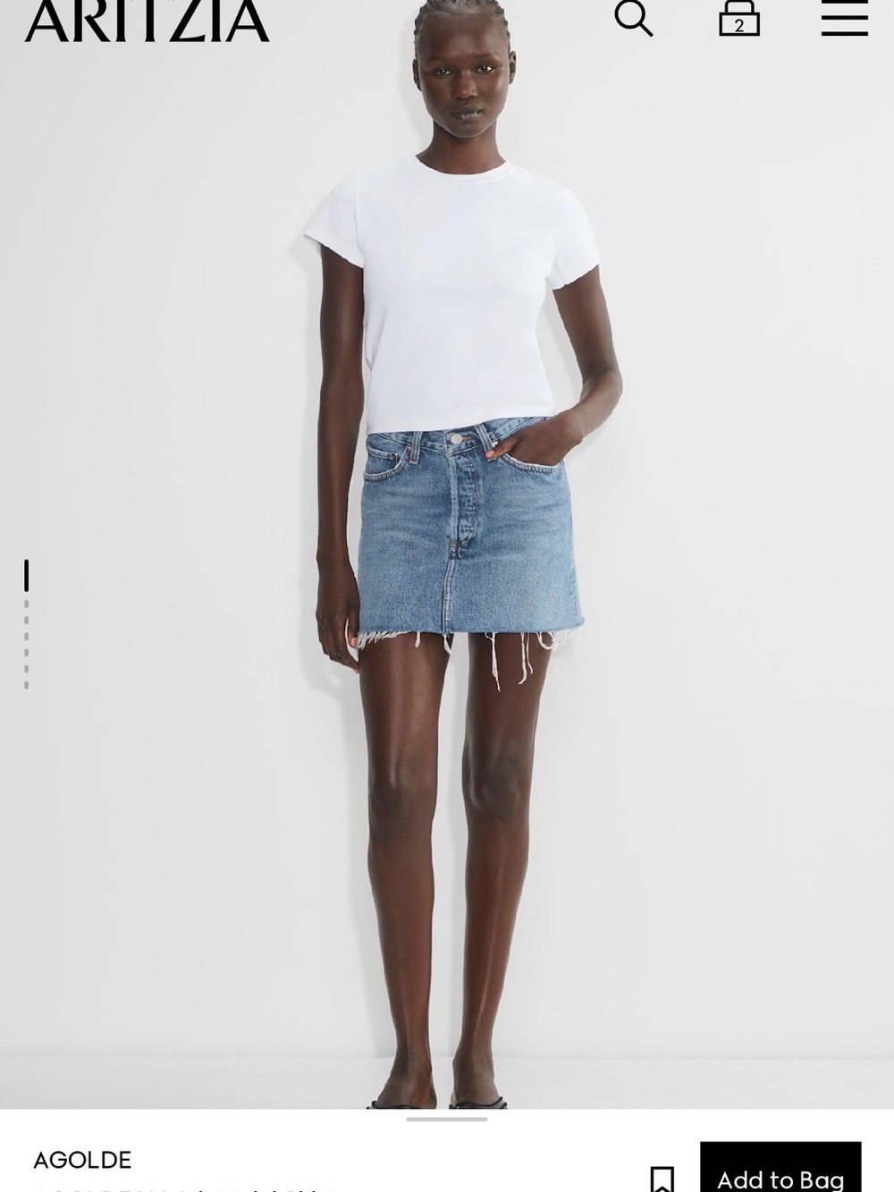 AGOLDE 26 Denim Mini Skirt with Raw Hem